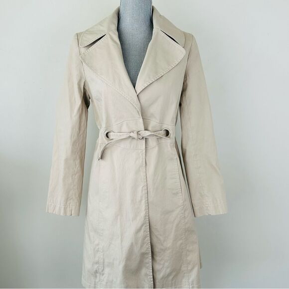 Via Spiga Jackets & Blazers - VIA SPIGA Classic Trench Coat SZ S Stone Lined Belted Pockets Vented Raincoat